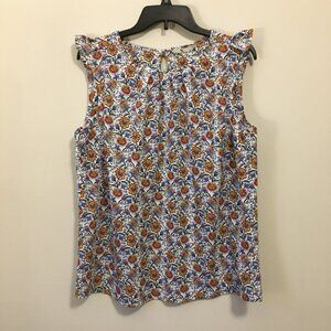 Tu Floral Paisley Sleeveless Flutter Shoulder Blouse